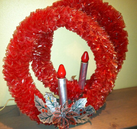vintage christmas wreaths red cellophane electric vintage christmas wreaths red cellophane electric