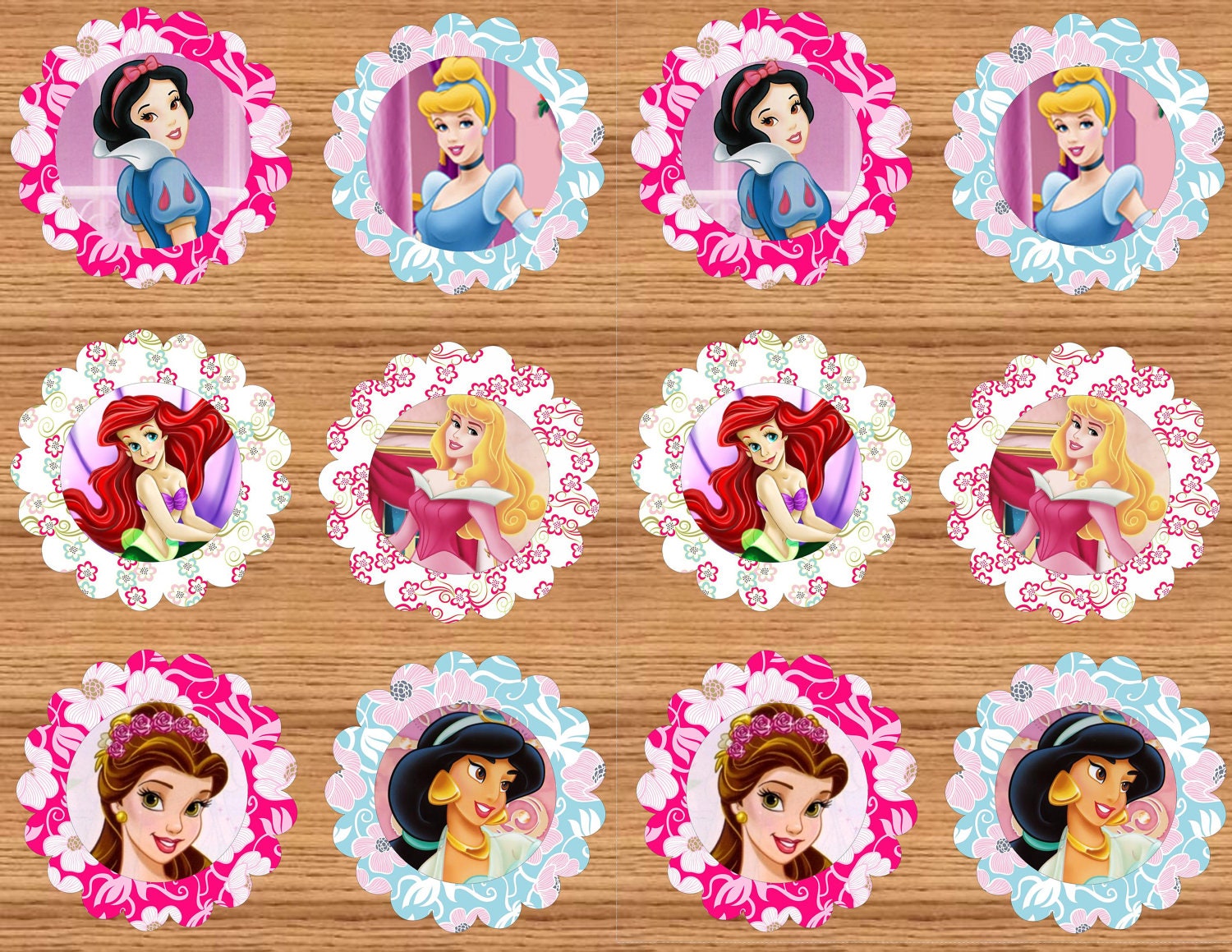 24 Disney Princess Cupcake toppers