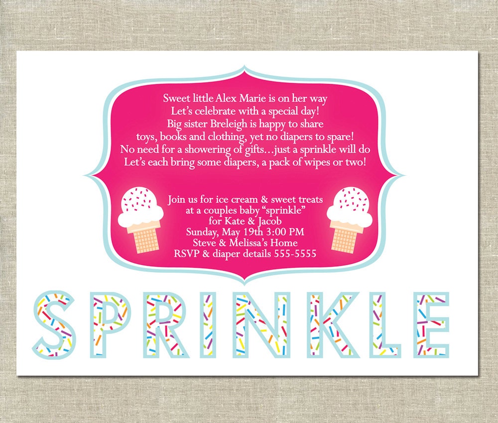 Baby Sprinkle Invitation PRINTABLE Ice Cream by InvitationCeleb
