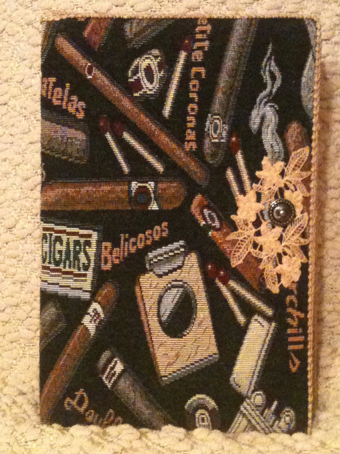 UNIQUE Tapestry PHOTO ALBUM OneOfAKind With Antique Button