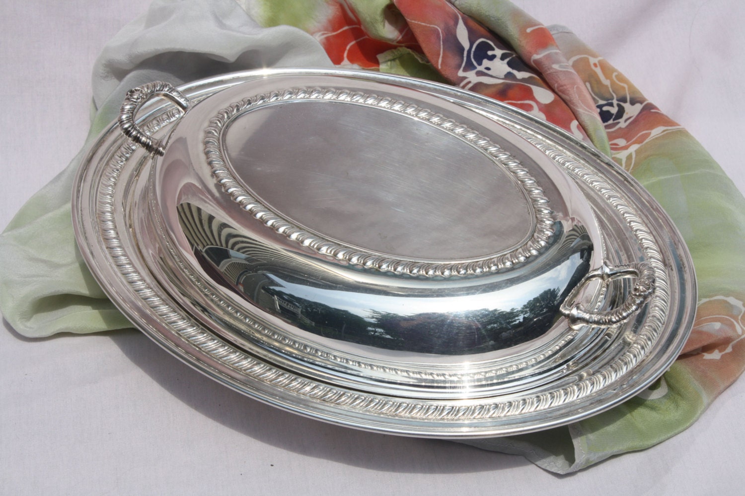 Vintage Silverplate Covered Serving Dish, Wedding Buffet Dish, Holiday