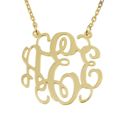 Monogram Necklace 1 3/4 '' Inch Three Initials by NameTheNecklace