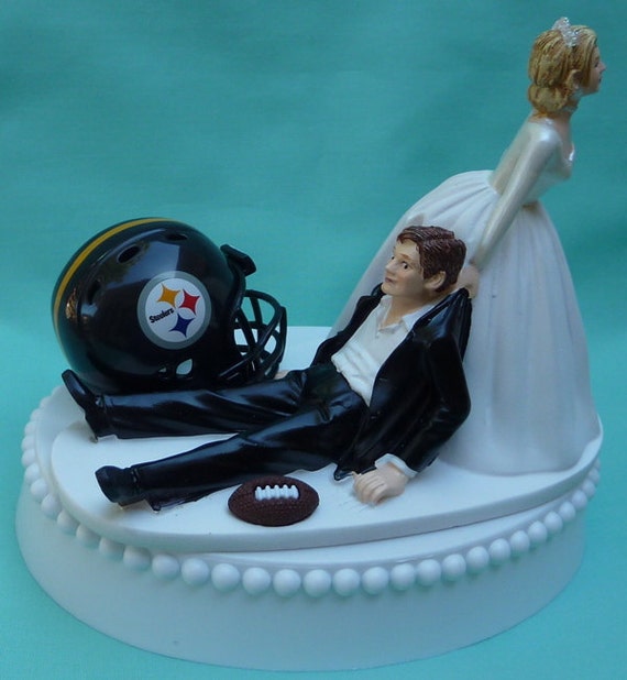 Wedding Cake Topper Pittsburgh Steelers Football Themed w/