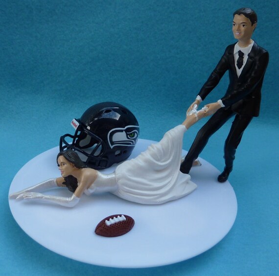 Wedding Cake Topper Seattle Seahawks G Football Themed w/