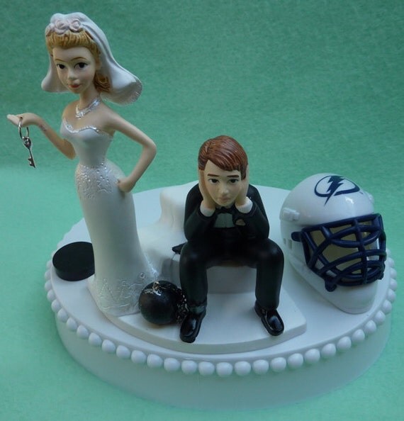 Wedding Cake Topper Tampa Bay Lightning TB Hockey Themed Ball