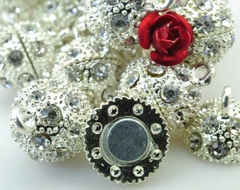 10 Sets of Silver plated Crystal Magnetic Clasp in 12mm