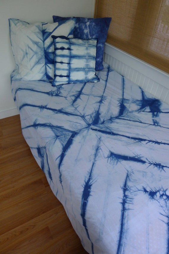SALE hand dyed indigo shibori bedding duvet cover
