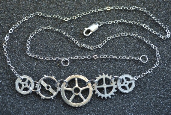 Sterling 5 Gear Necklace by AngelwearCreations steampunk buy now online