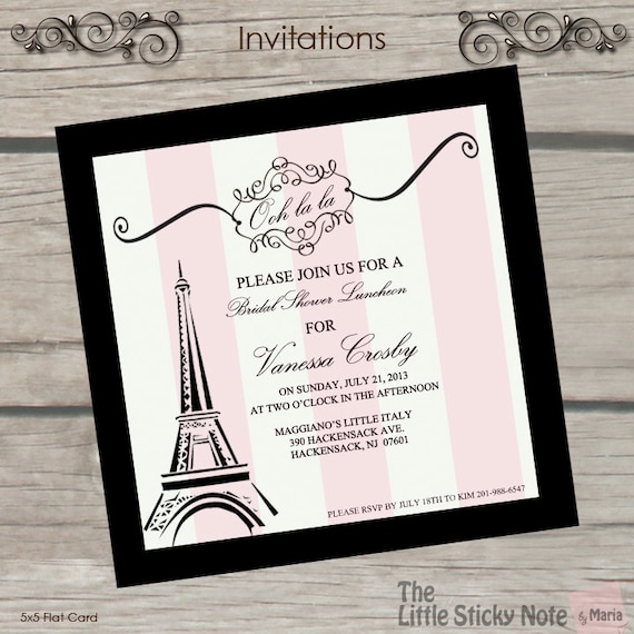 French Inspired Bridal Shower Invitations 7