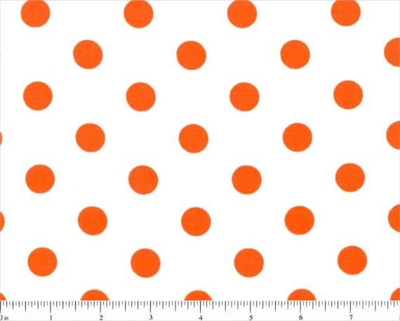 White and Orange Polka Dot Cotton Fabric by FabricsByDad on Etsy