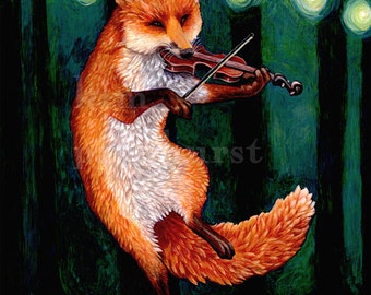 Fiddle Fox Signed Print