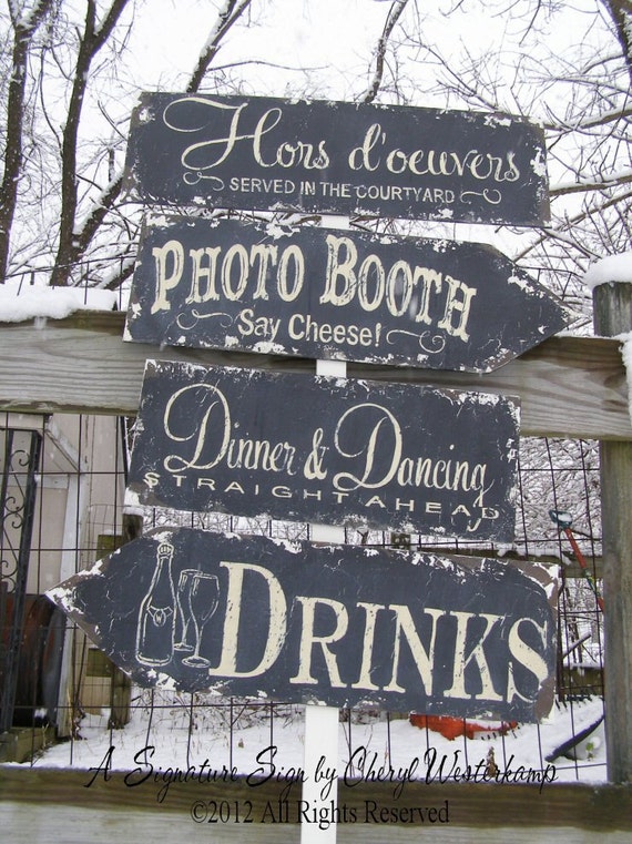 Wedding Signs Package. Vintage Signs. Shabby Chic Wedding.