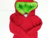 Toddler Monster Hoodie - Size 4T - Red with Lime green - horned sweatshirt, custom jacket, real simple, magazine holiday gift guide