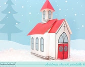 christmas church - candy gift box, party favor box, centerpiece decoration, paper printable PDF kit - INSTANT download Il_170x135