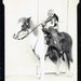 Vintage photo Little Costume Cowboy Rides Horse