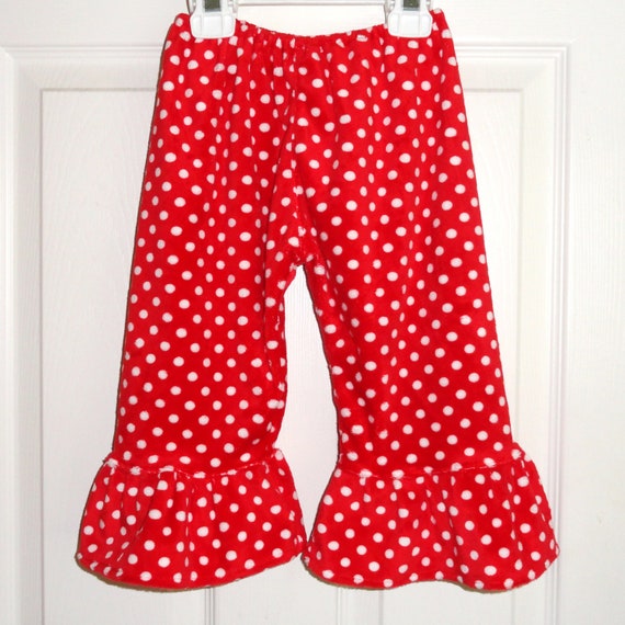 Items similar to Girls Red Minky Polka Dot Ruffle Pants sizes 12m 2t 3t ...