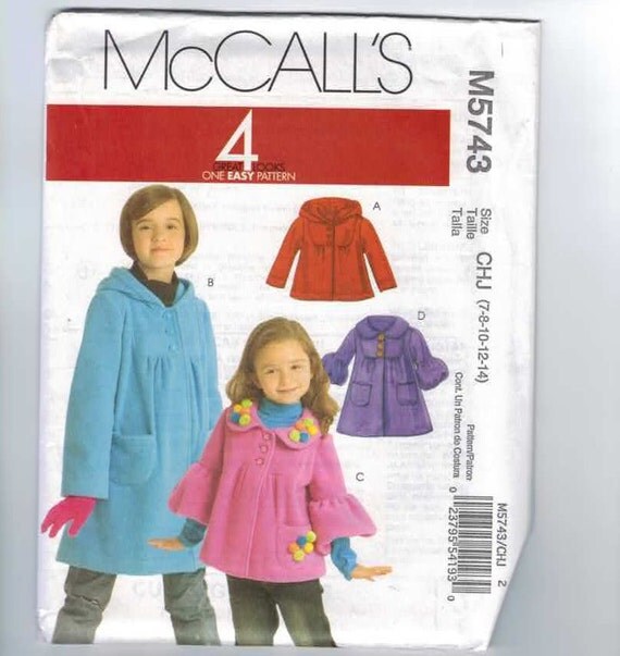 Girls Sewing Pattern McCalls M5743 Fleece by historicallypatterns