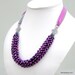 Reserved Custom Purple Pearl Bib Necklace & Marching Pearl Earrings, Made To Order, Pearls in Berry on Color Choice of Silk Ribbon