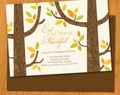 Fall Leaves, Tree, Thanksgiving Dinner Party Printable Invitation 5x7, Eat Drink and be Thankful Il_170x135