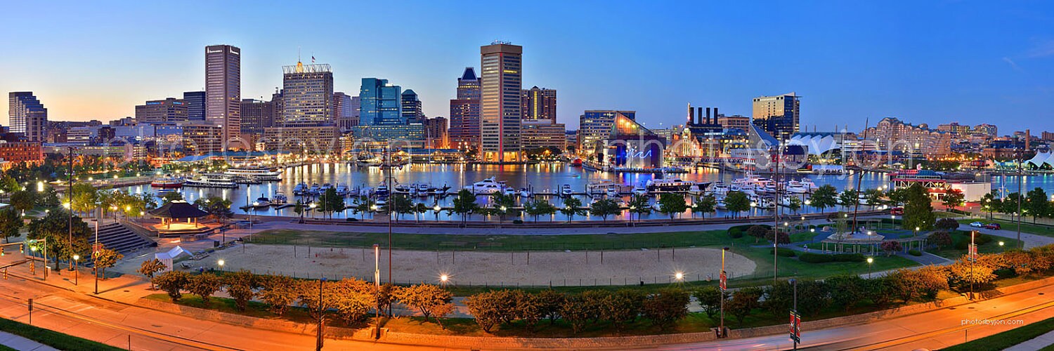 Baltimore Inner Harbor Skyline Panoramic Print Photographic