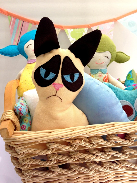 Items similar to Grumpy Cat Plush Pillow toy angry cat on Etsy