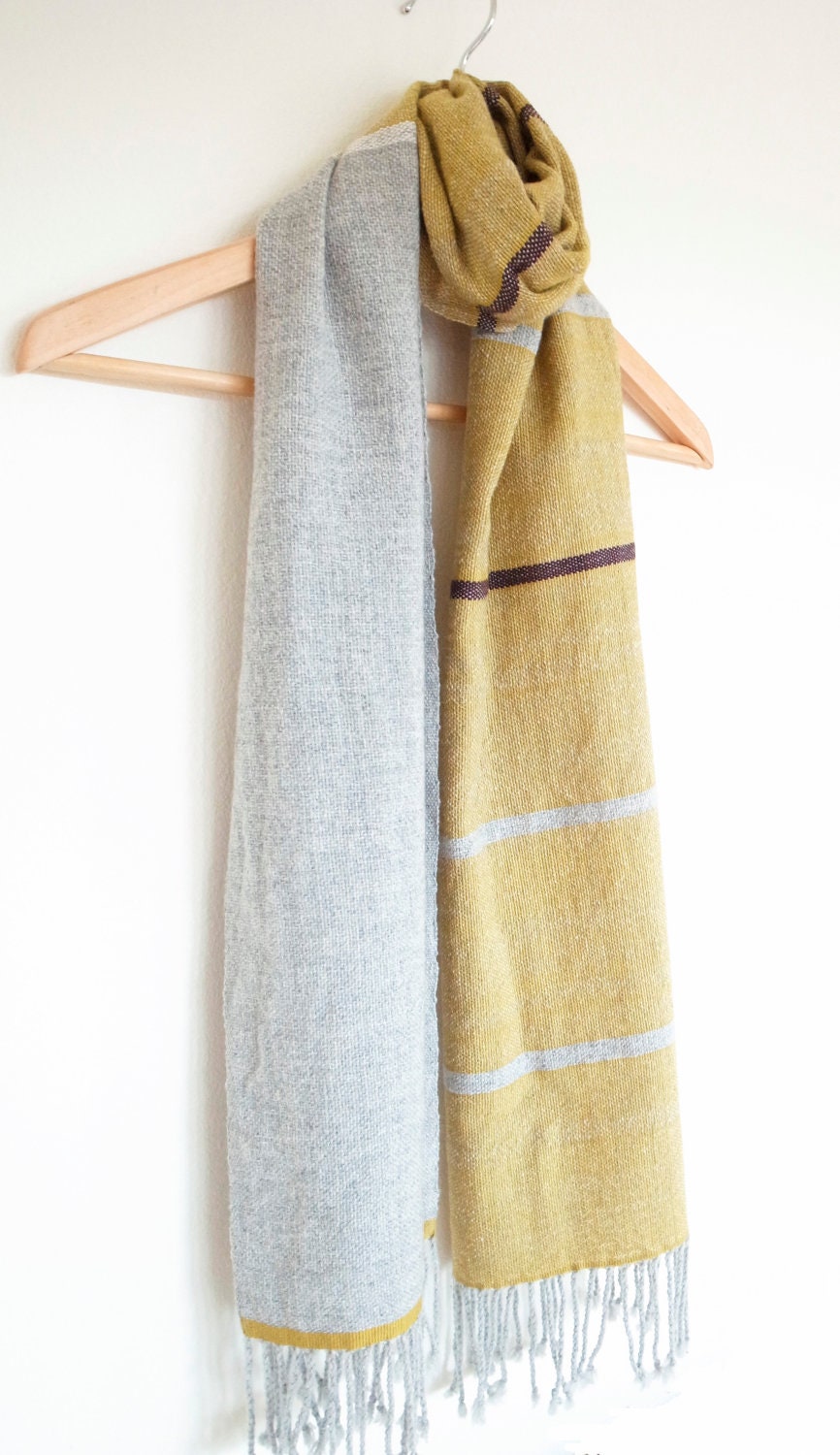 Women scarf mustard yellow and gray