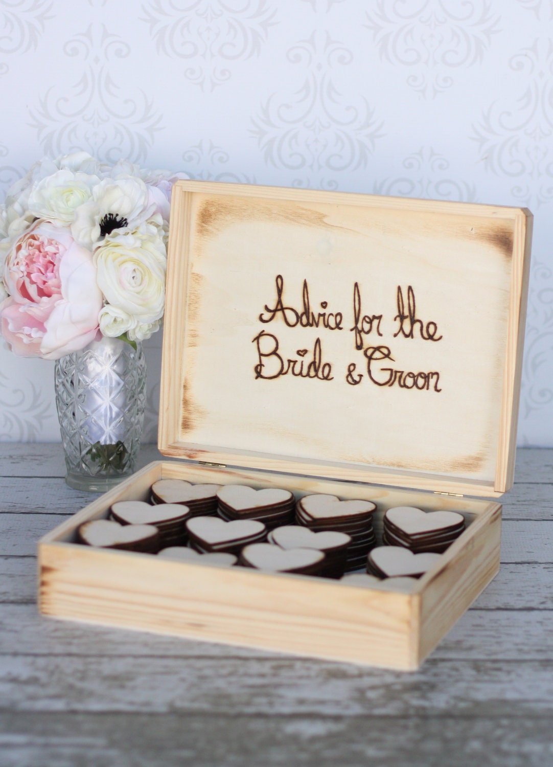 Personalized Wood Rustic Wedding Guest Book Box Large