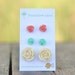 Seafoam Mint Green Flower Rose Earrings // Cream Rose Earrings // Pink Rose Earrings
