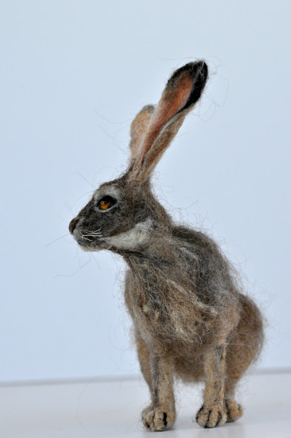 Needle felted animal. Jackrabbit. Felted soft by darialvovsky