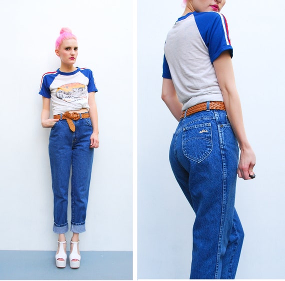80s Jeans High Waist Tapered Cropped Jeans 1980s Chic