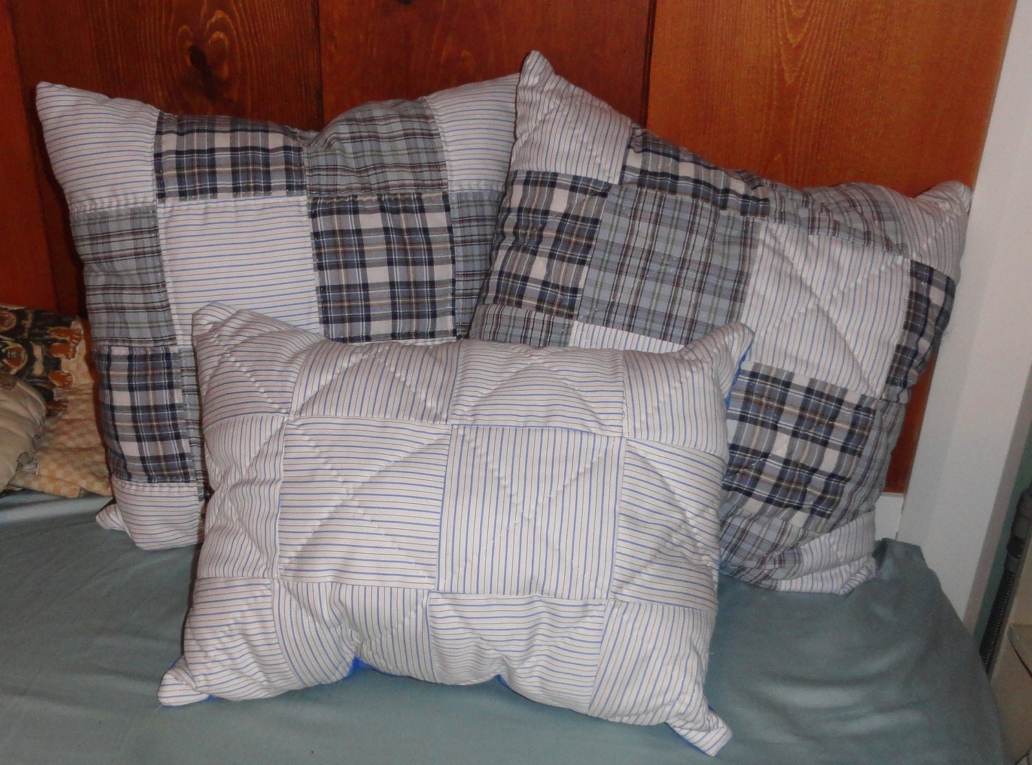 Quilted Memory Pillows made from men's shirts