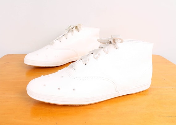 Items similar to 1980s High Top Keds / White Leather Booties w ...