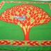 Lime and Red Mod Scarf, Partridge in a Pear Tree Christmas Motif on Silk, 60s Vintage