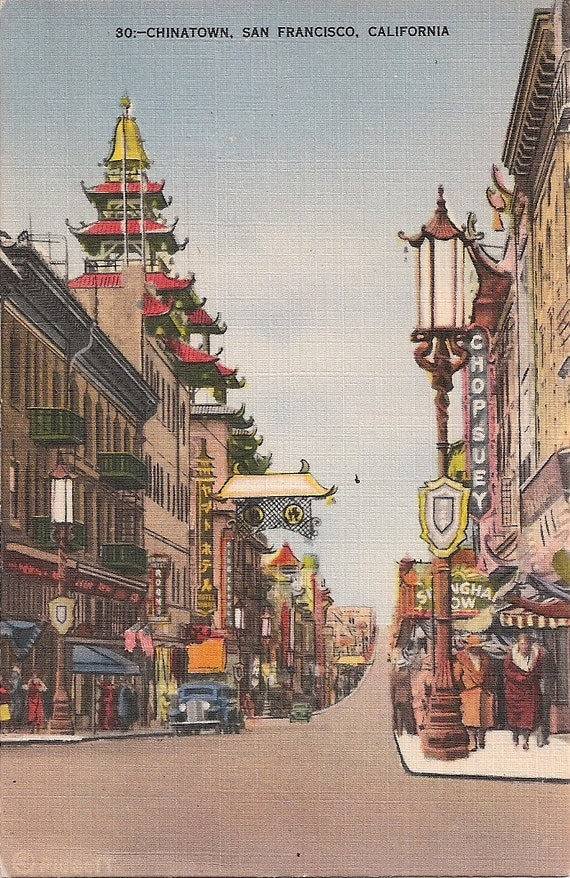 Vintage Chinatown San Francisco California Postcard Souvenir