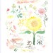Tea art, Original watercolor painting, Three wishes tea, pastel, romantic, Home decor