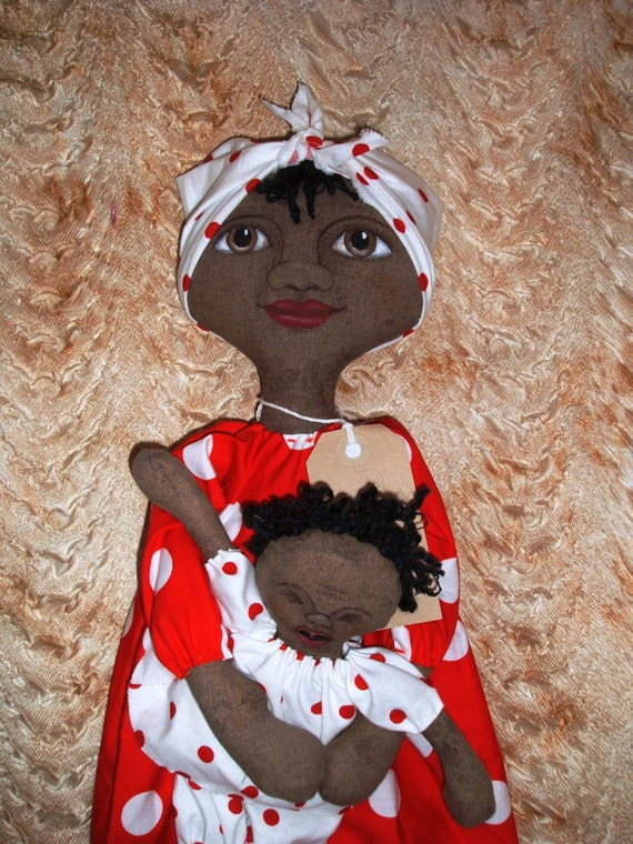 Items similar to Primitive Mammy and Baby Doll bag holder on Etsy