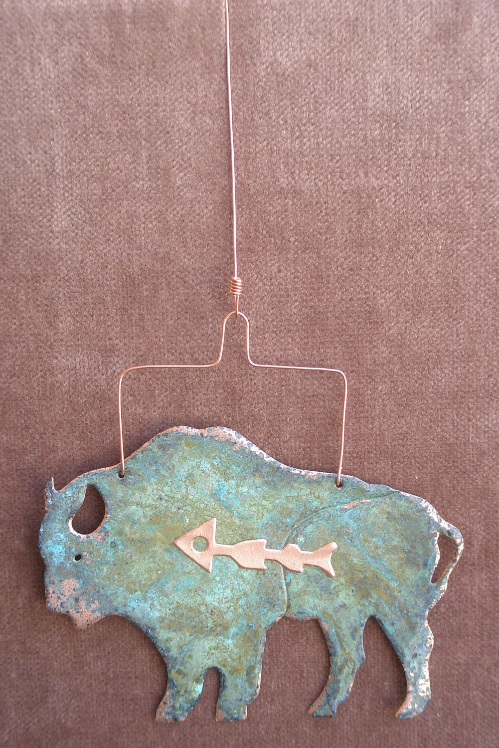 BUFFALO Copper Verdigris Ornament - Handcrafted in The Copper State (Arizona USA)