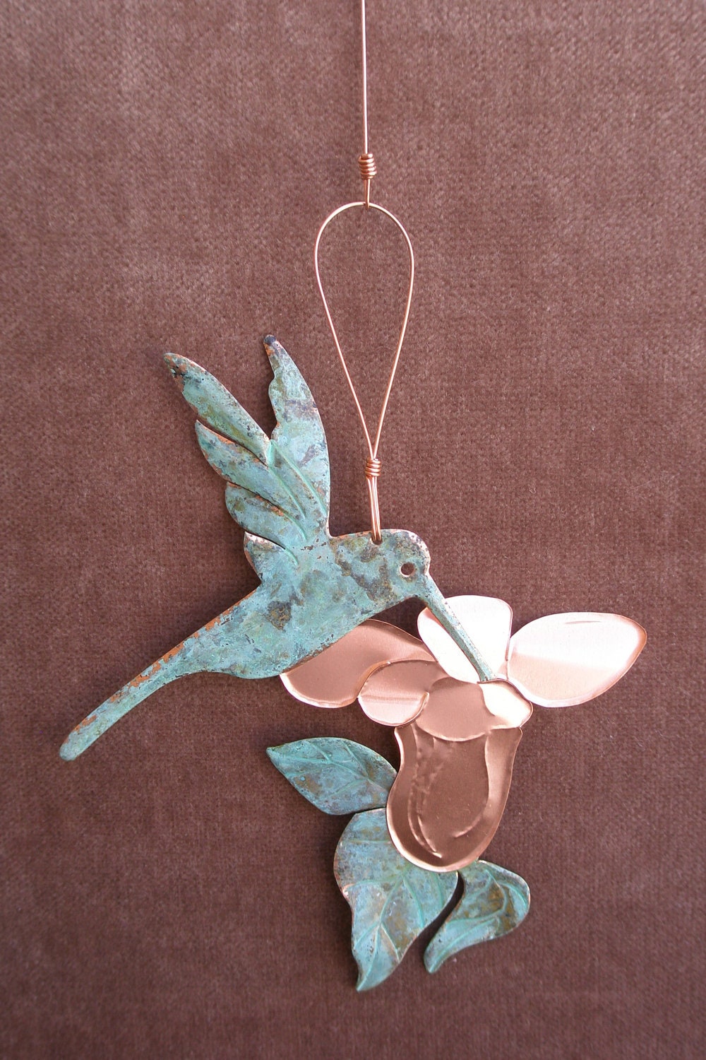 HUMMINGBIRD Copper Verdigris Ornament - Handcrafted in The Copper State (Arizona USA)