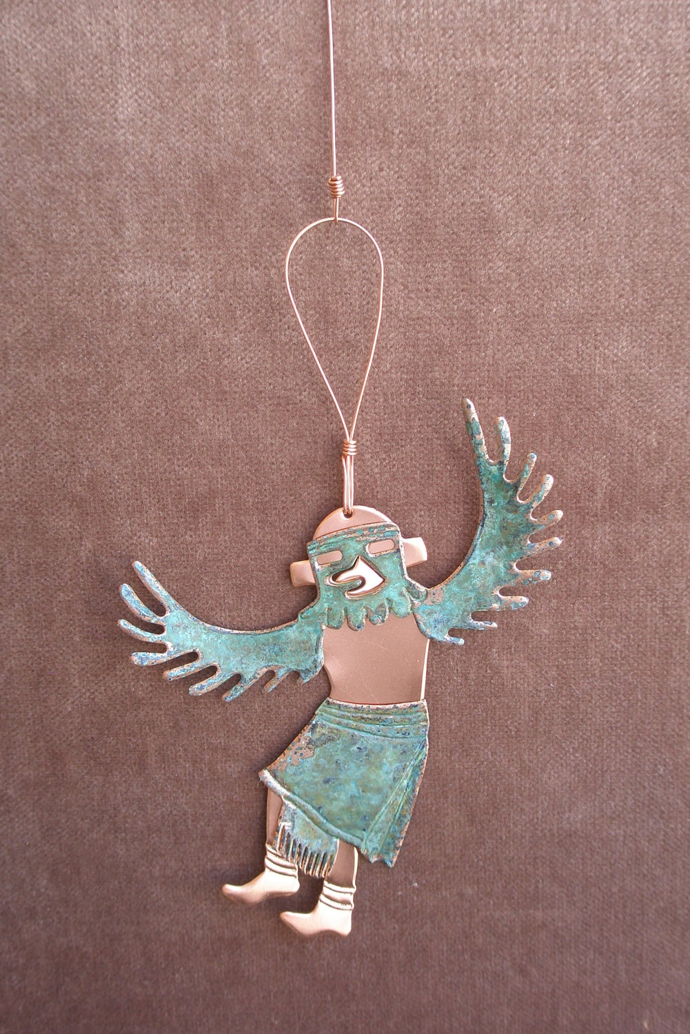 Kachina EAGLE DANCER Copper Verdigris Ornament - Handcrafted in The Copper State (Arizona USA)