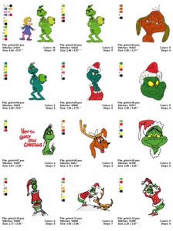 18 Grinch Embroidery Designs Instant 