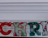 Merry Christmas Banner READY To SHiP PHOTO PRoP Letter Banner Red and Green snowflakes trees ornaments Il_170x135