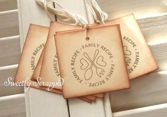 Items similar to Family Recipe Tags - Brown, Cream, Vintage Inspired ...