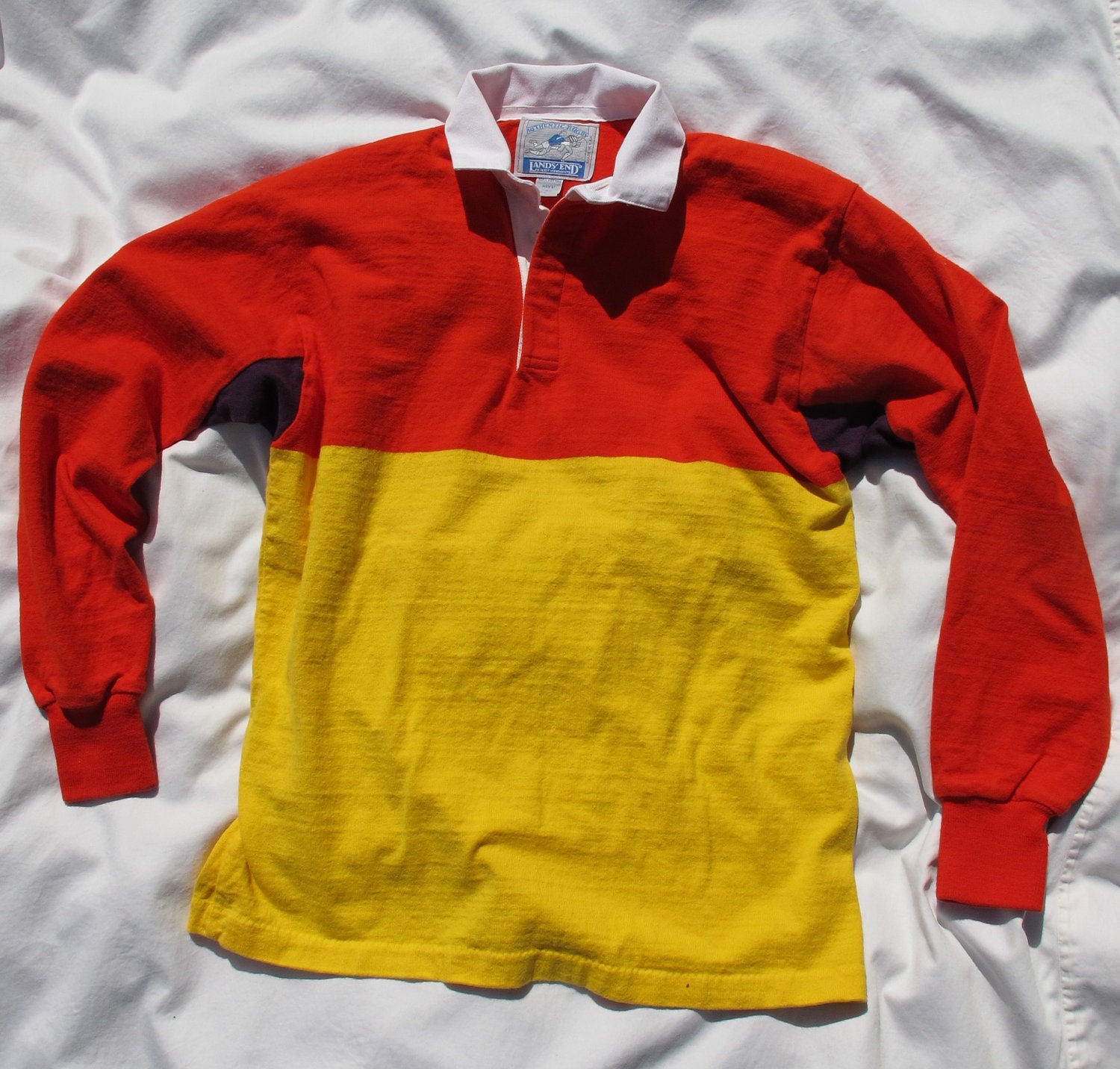 Vintage Mens Lands End Rugby Shirt Medium Made in the USA