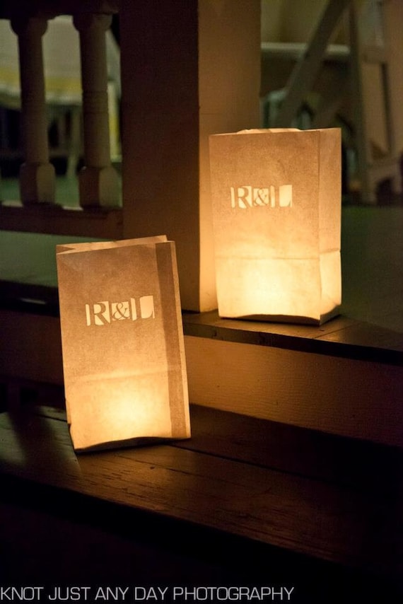 25 Personalized Wedding Candle Luminaries by MagnaCartaInvitation