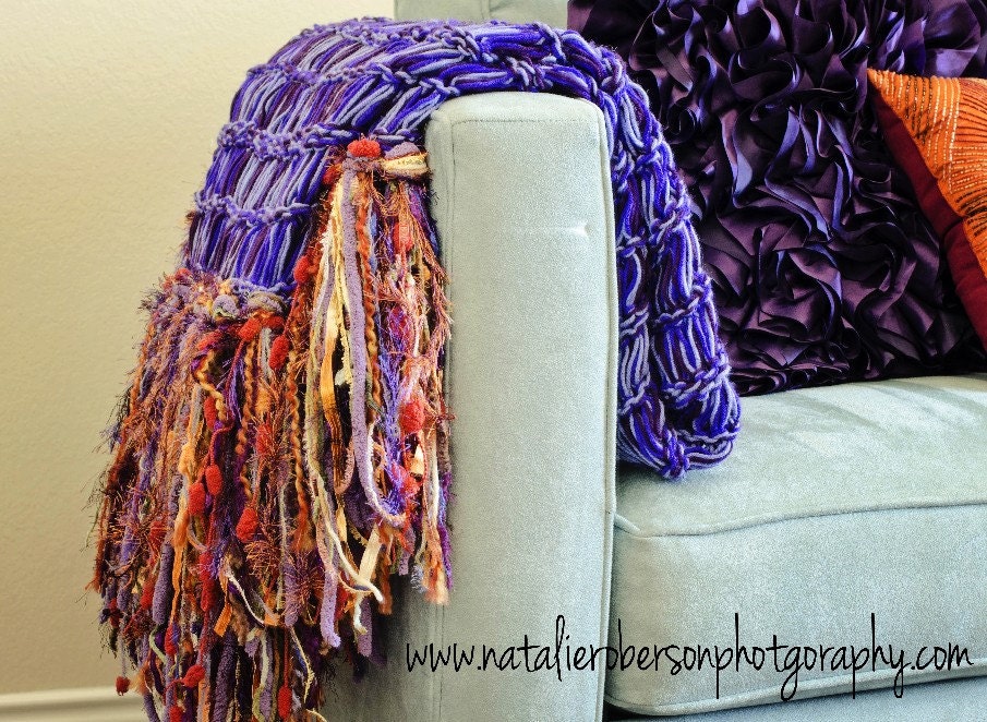 Purple and Orange Wedding Gift Fertility Blanket Home Decor