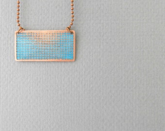 Turquoise statement necklace, copper necklace, textured circle design, handmade jewelry, etched metal necklace