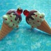 Ice Cream Earrings - Yellow Ice Cream Cone Stud Earrings with Cherry Gem