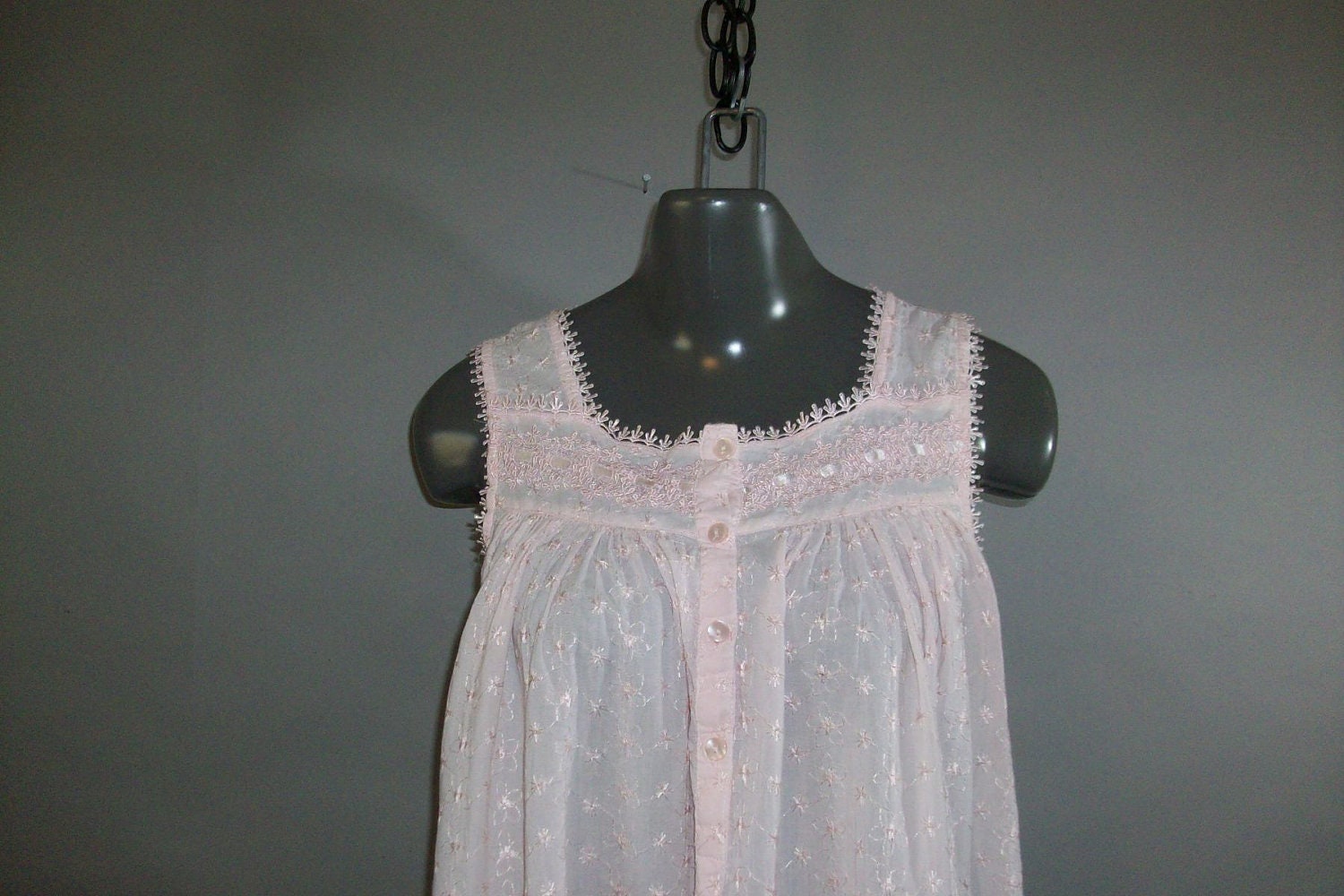 DELICATES Pink Nightgown // Cotton // Fancy // by lindaowen