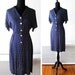 1940s Dress // Navy Blue and White Polka Dot 1940s Day Dress // xl.