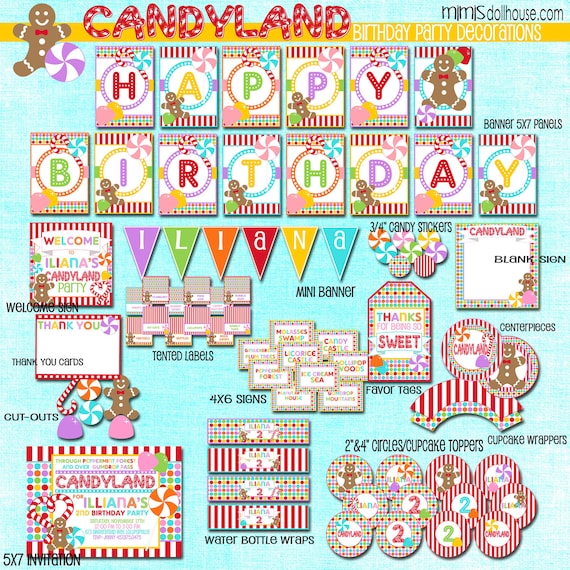 Candyland Party Decorations Printable Candy Land by MimisDollhouse